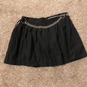 LTT Black Pleated Mini Skirt with Chain